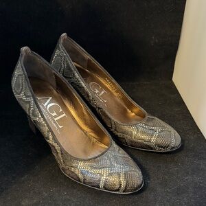 AGL Like NEW Leather Snakeskin Pattern Heels - Size 40.5